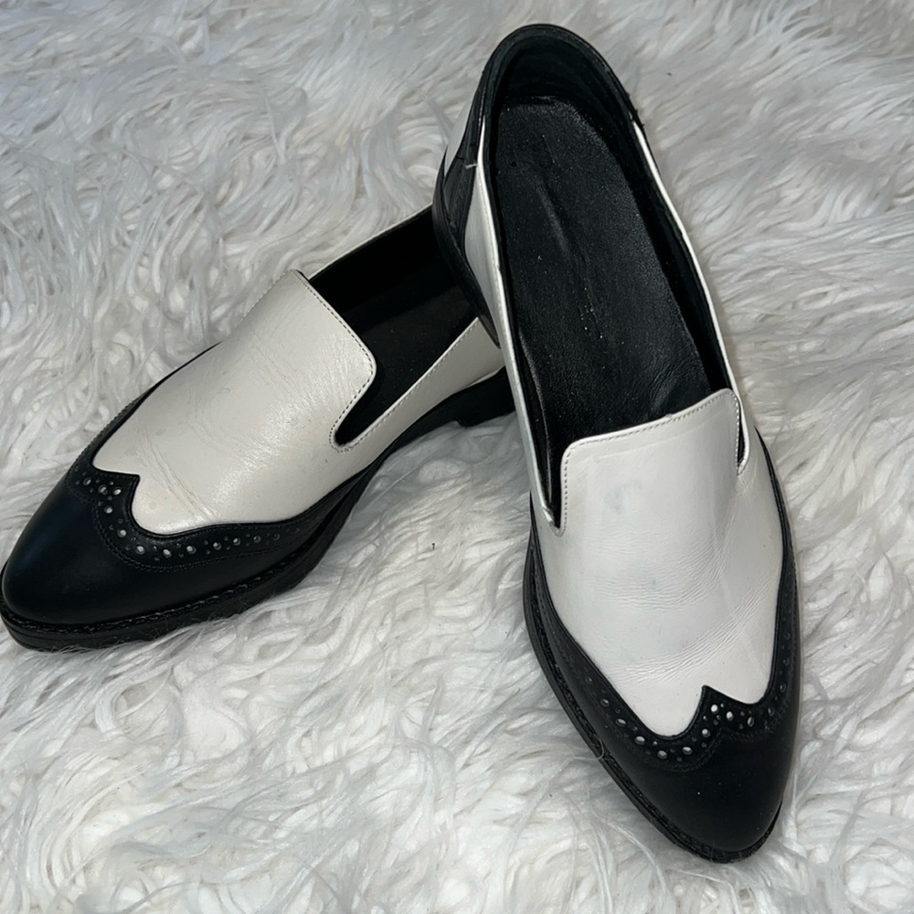 Regina Romero Handmade Leather Black & White Shoes